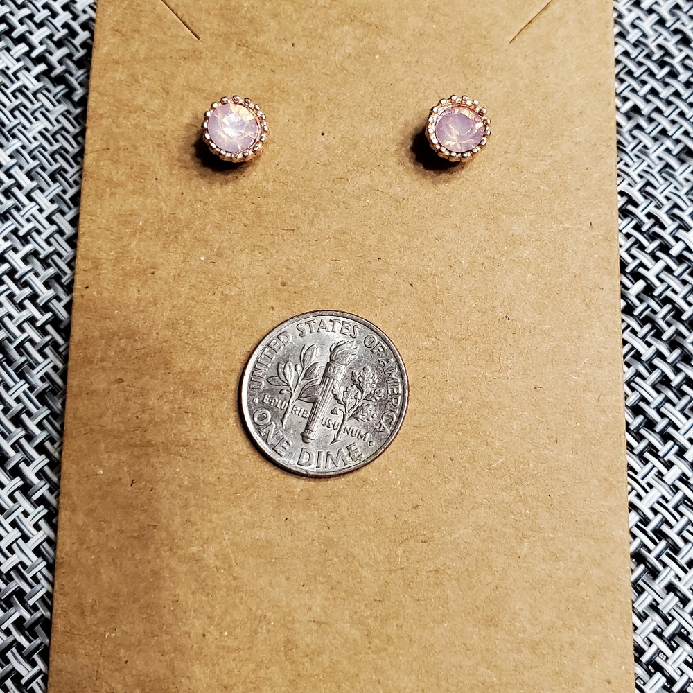 Simulated crystal rose gold stud earrings